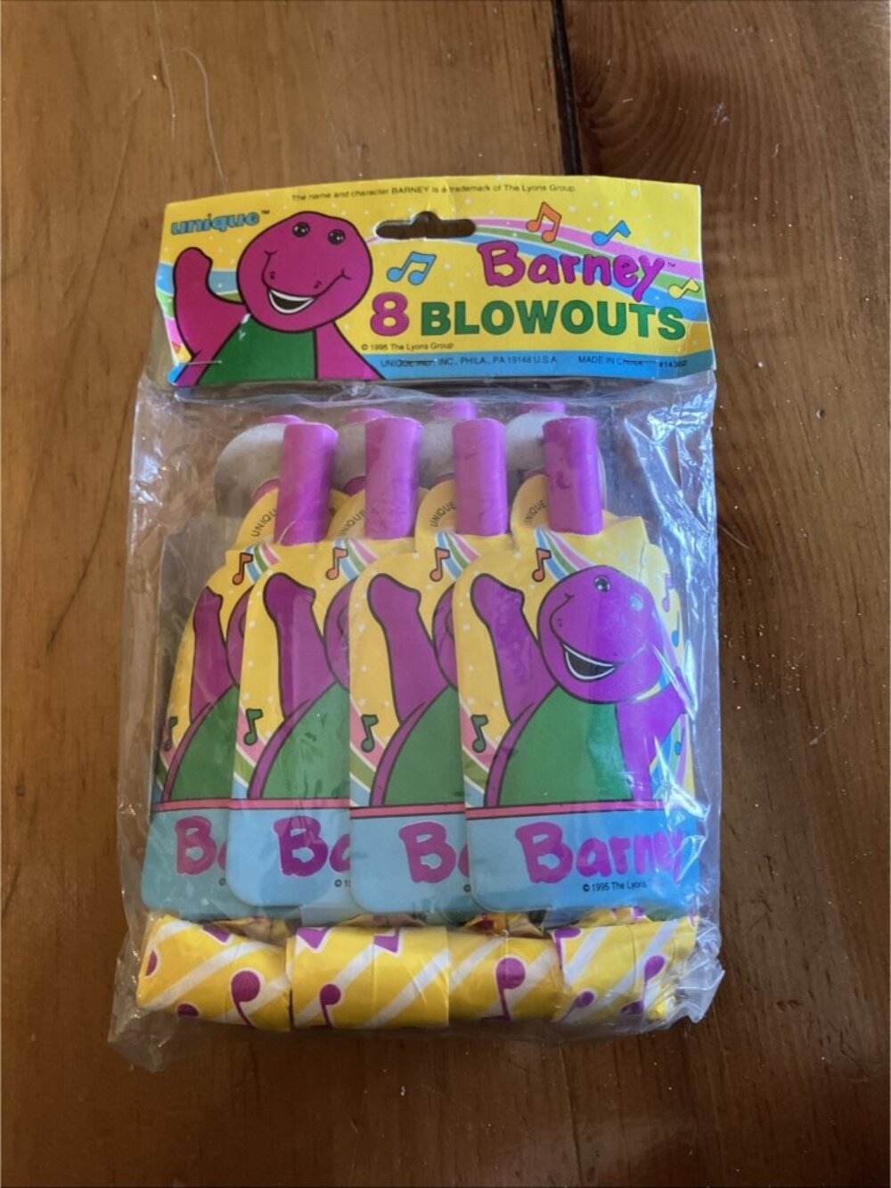 Vintage Birthday Barney 8 Blowouts Unique Lyons Dinosaur Birthday Supplies